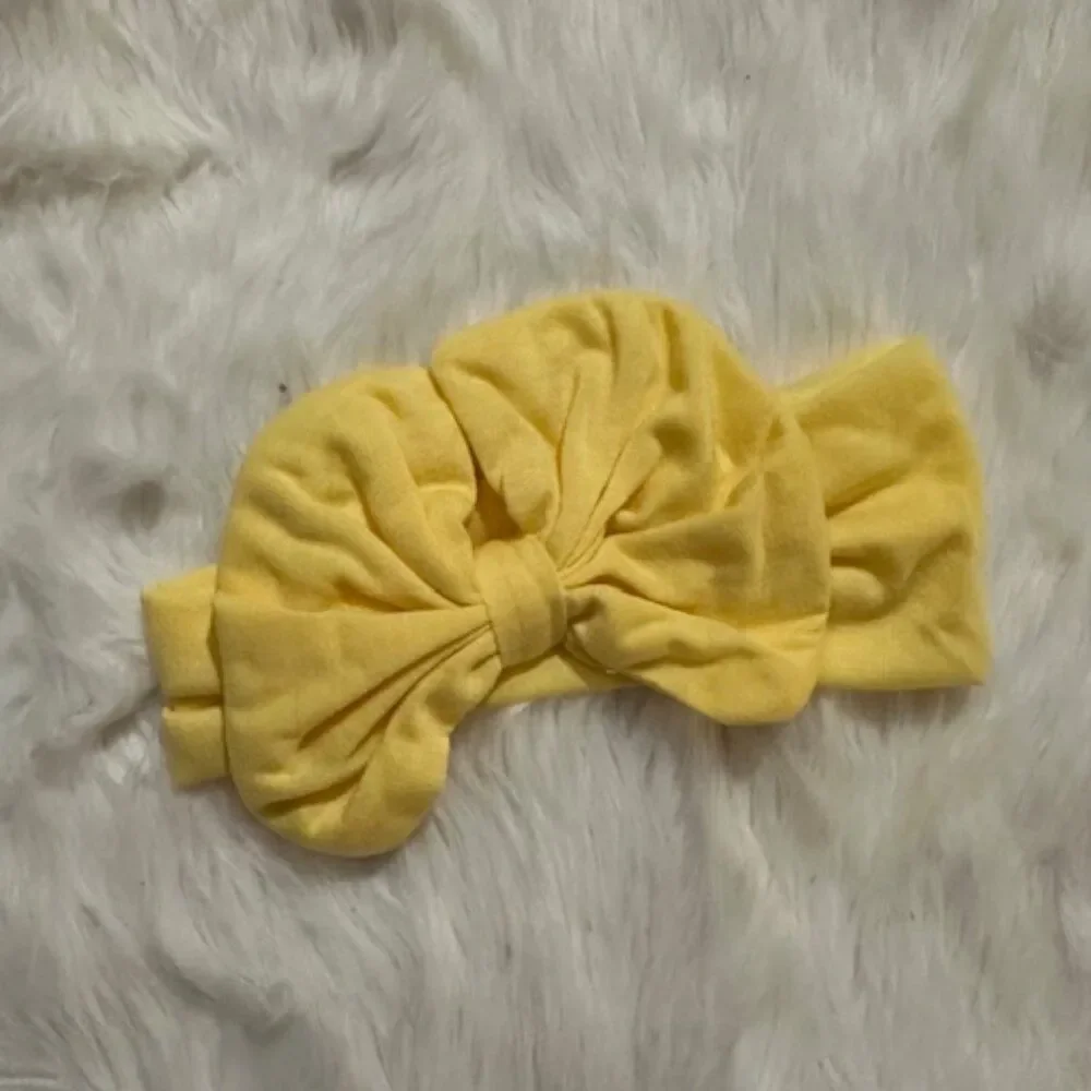 Light Yellow Cotton Big Bow Headband  HB110  Handmade NWT Boutique